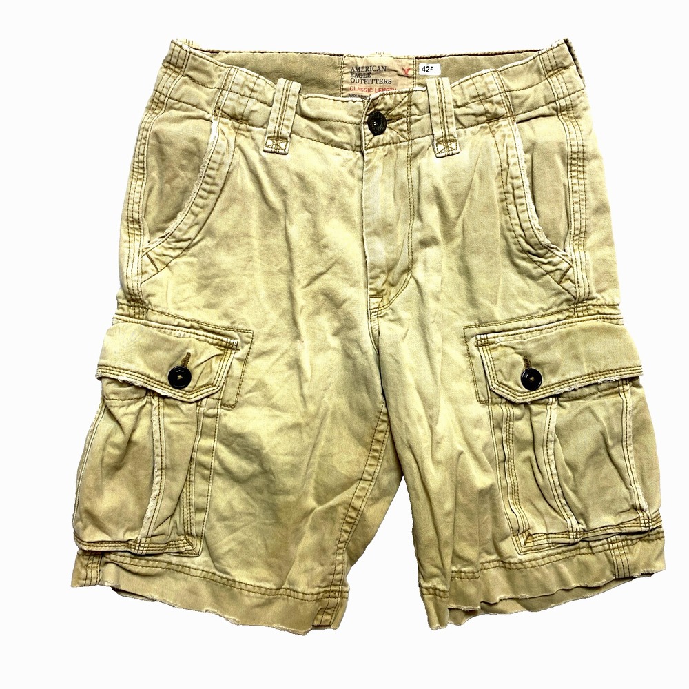 American Eagle Cargo Shorts Mens 28 Tan Classic Fit Chino